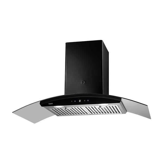 KAFF LIZ DHC 90 Heavy Duty Baffle Filter Auto Clean Curved Glass Kitchen Chimney 90 CM with 1150 m3/hr Suction Capacity