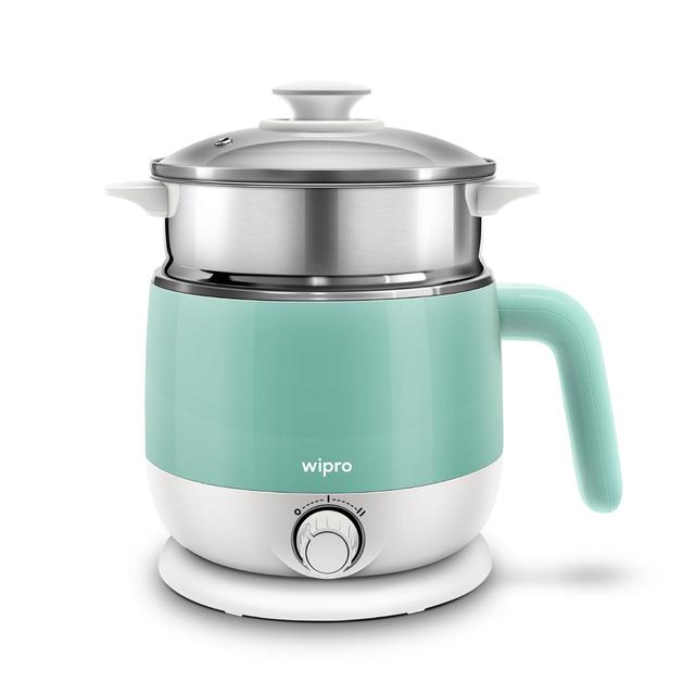 wipro Stainless Steel Elato Bk212 Multi Cooker Kettle 1.5 L Cool Touch Ss304-Rustproof Dual Temperature Control Cooking Boil Eggs&Milk Steam Veggies Make Tea