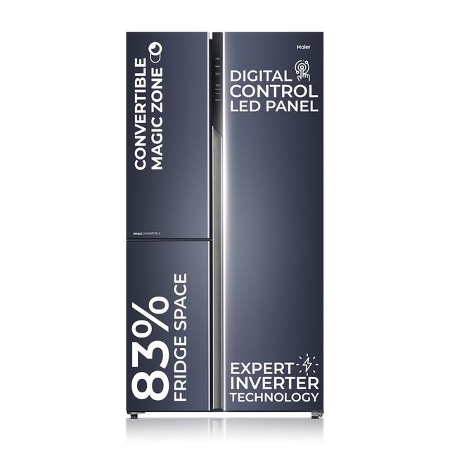 Haier 598 L 3 Star, 83% Convertible Fridge Space, Expert Inverter, Frost Free, Side by Side Refrigerator