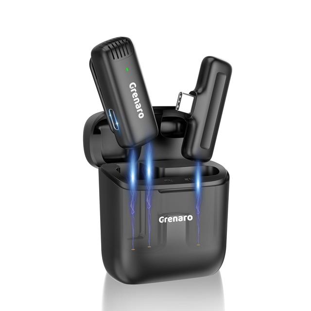 GRENARO Wireless Lavalier Microphone with Charging Case