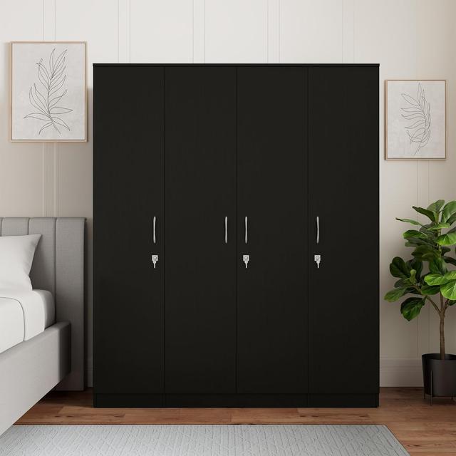 Amazon Brand - Solimo Alpha 4 Door Engineered Wood Wardrobe Drawer