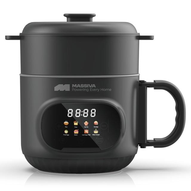 MASSIVA 8-in-1 Multi Cooker Kettle with Steamer: Smart LED Presets Electric Rice Cooker