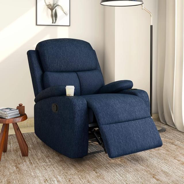 @home by Nilkamal Matt 1 Seater Fabric Manual Recliner with Cup Holder