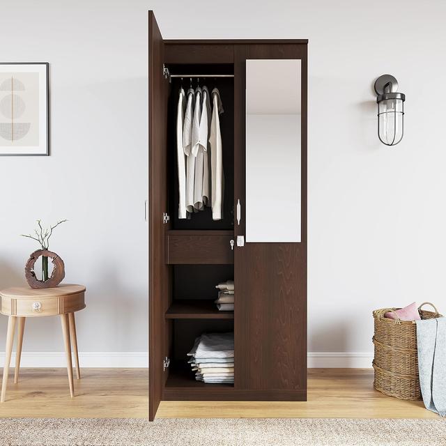 Nilkamal Riva 2 Door Engineered Wood Wardrobe with Mirror
